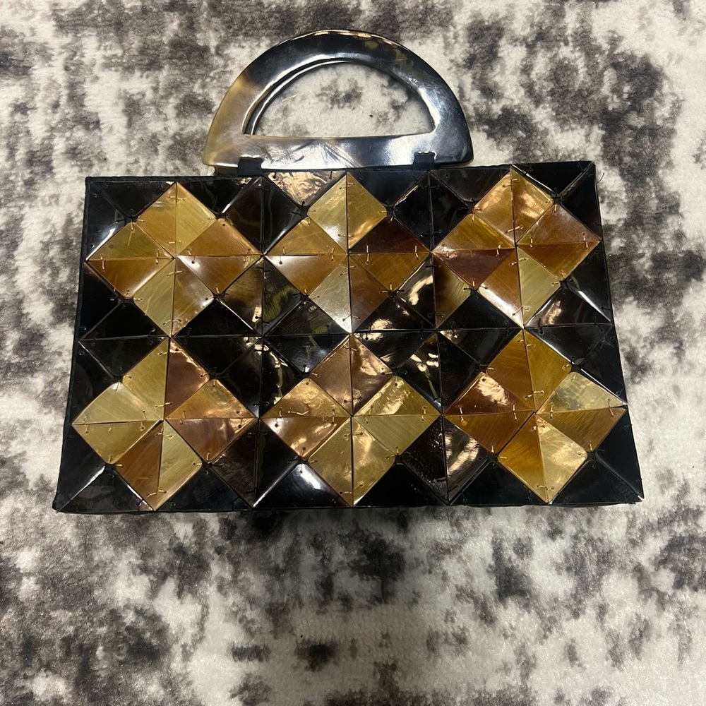 Chic Black and Gold Mosaic Clutch